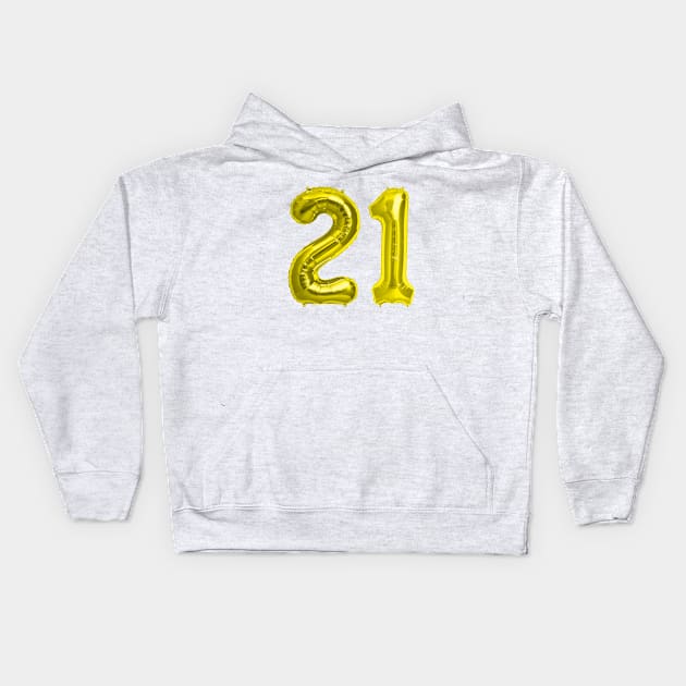 Yellow Gold 21st Birthday Metallic Helium Balloons Numbers Kids Hoodie by podartist